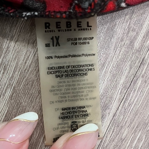 REBEL WILSON X ANGEL Red Pattern Dress - Picture 2 of 4